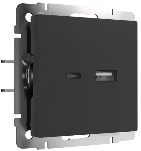 Розетка USB тип A+С без рамки Werkel 2-м. черный матовый картинка